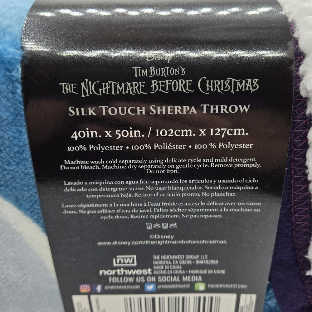 Disney Nightmare Before Christmas Silk Touch Sherpa Throw Blanket Night Stroll